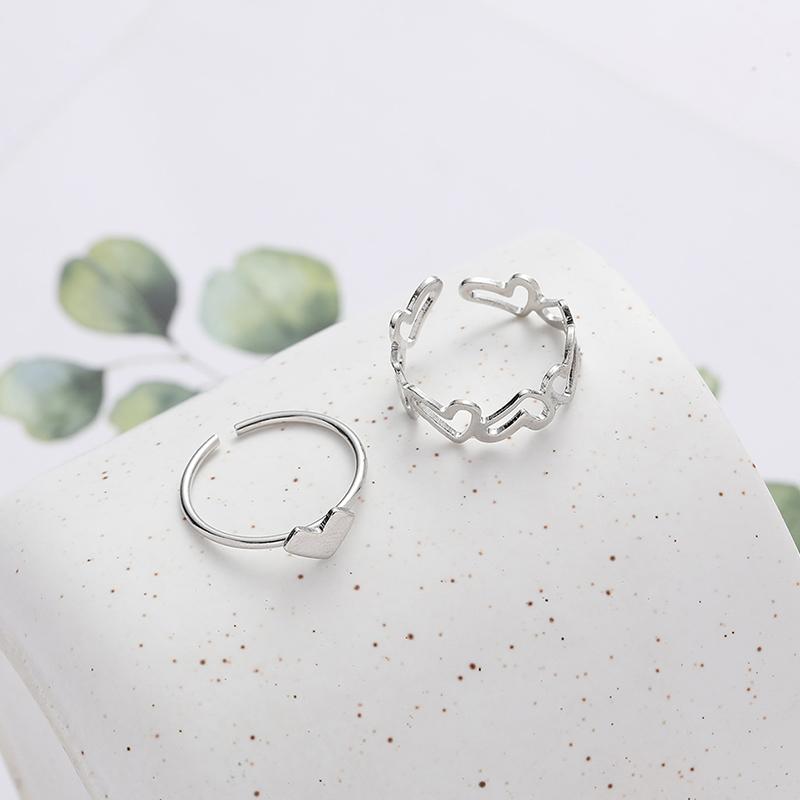 Nhẫn Hình Trái Tim, Thiết Kế Tối Giản, Phong Cách Hàn Quốc, Nhẫn Trái Tim Rỗng Dành Cho Nữ, Nhẫn Hở Ngón Tay Có Thể Điều Chỉnh Nhẫn Đeo Ngón Tay, Có Sẵn Trong 1 Hoặc 2 Cái 8