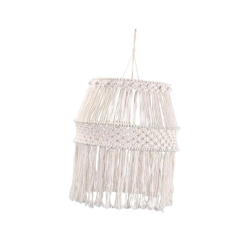 Macrame Lamp Shade Hanging Light Cover Woven Boho Hanging Lampshade Pendant Light Shade Replacement for Home Office Party Bedroom Nursery 8
