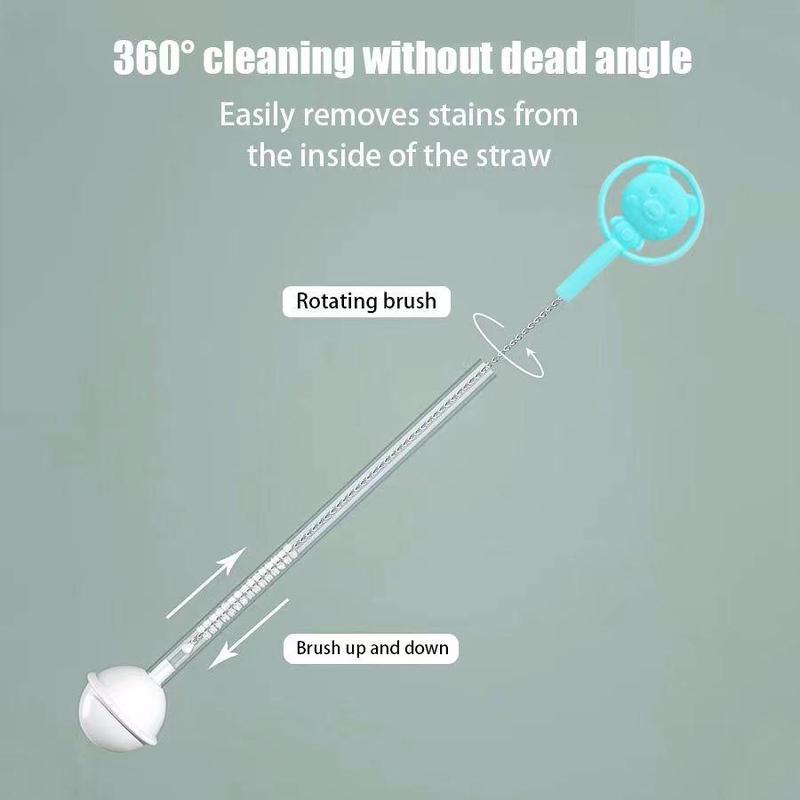 Product Introduction of Children Cartoon Straw Brush Baby Bottle Gravity Ball Straw Brush Nipple Cleaning Brush 3