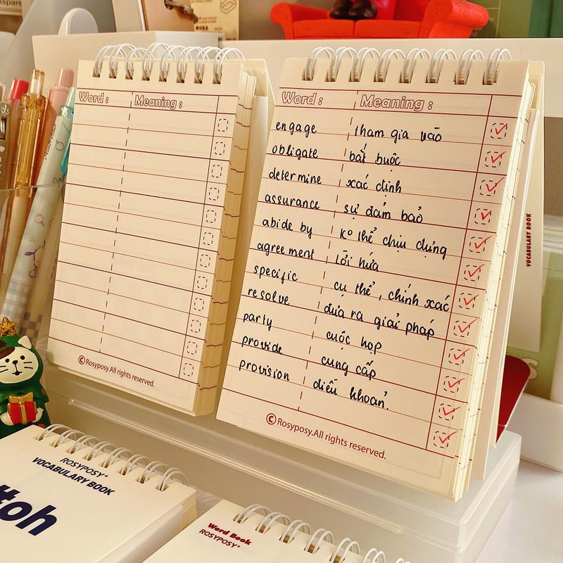 Sổ tay ghi chú từ vựng Rosy Pony Word Book phong các Retro, có thể đứng được STGC