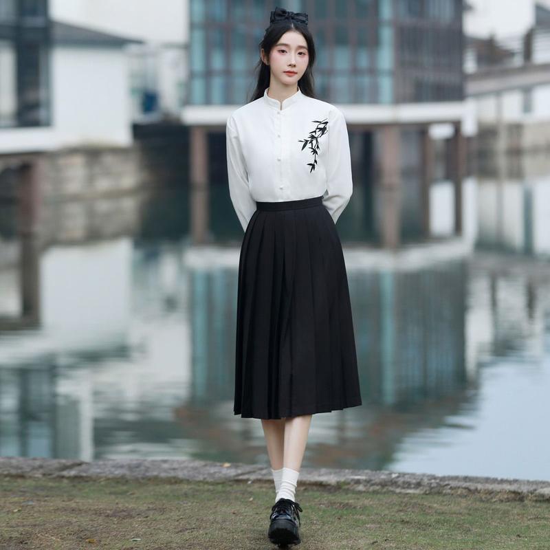 Product Introduction of Elegant Chinese Hanfu Outfit Set for Teens - Poetry Recital, School Sports Day, Graduation Choir Performance |     Traditional Costume for Middle High School Students 27