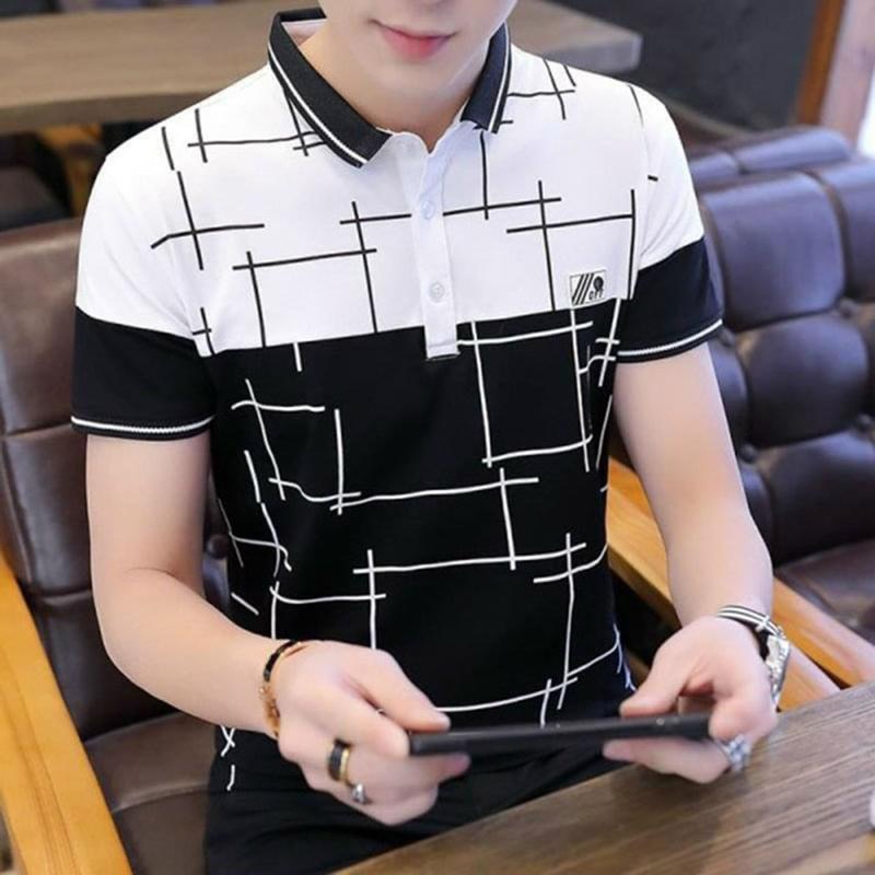 Áo thun nam có cổ tay ngắn phối màu trẻ trung vải mềm, co giãn Menswear Polo Cotton Ngắn Tay Shirt Tre 1