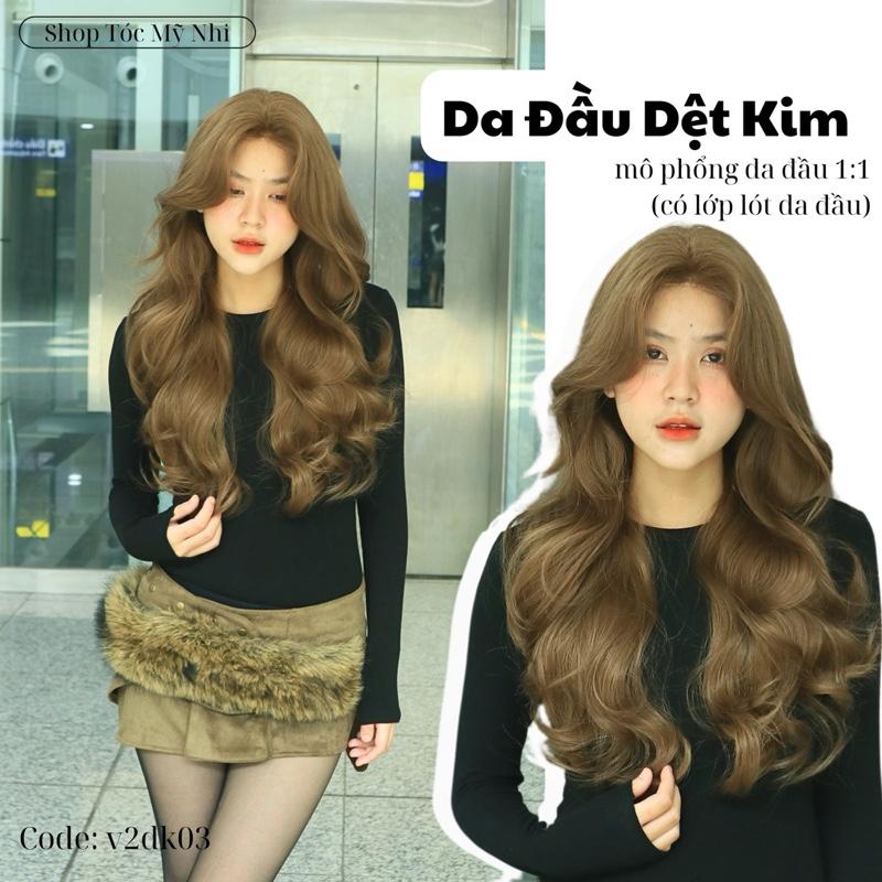 Tóc Giả Mỹ Nhi Nguyên Đầu Da Đầu Dệt Kim v2dk03 dài 60cm Xoăn Layer