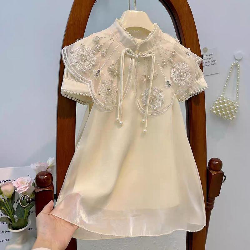 Váy Mùa Hè Cho Bé Gái, PippiKids, Thời Trang Mới, Váy Công Chúa, Phong Cách Qipao Mùa Hè, Hanfu Cho Bé Gái, Váy Trẻ Em