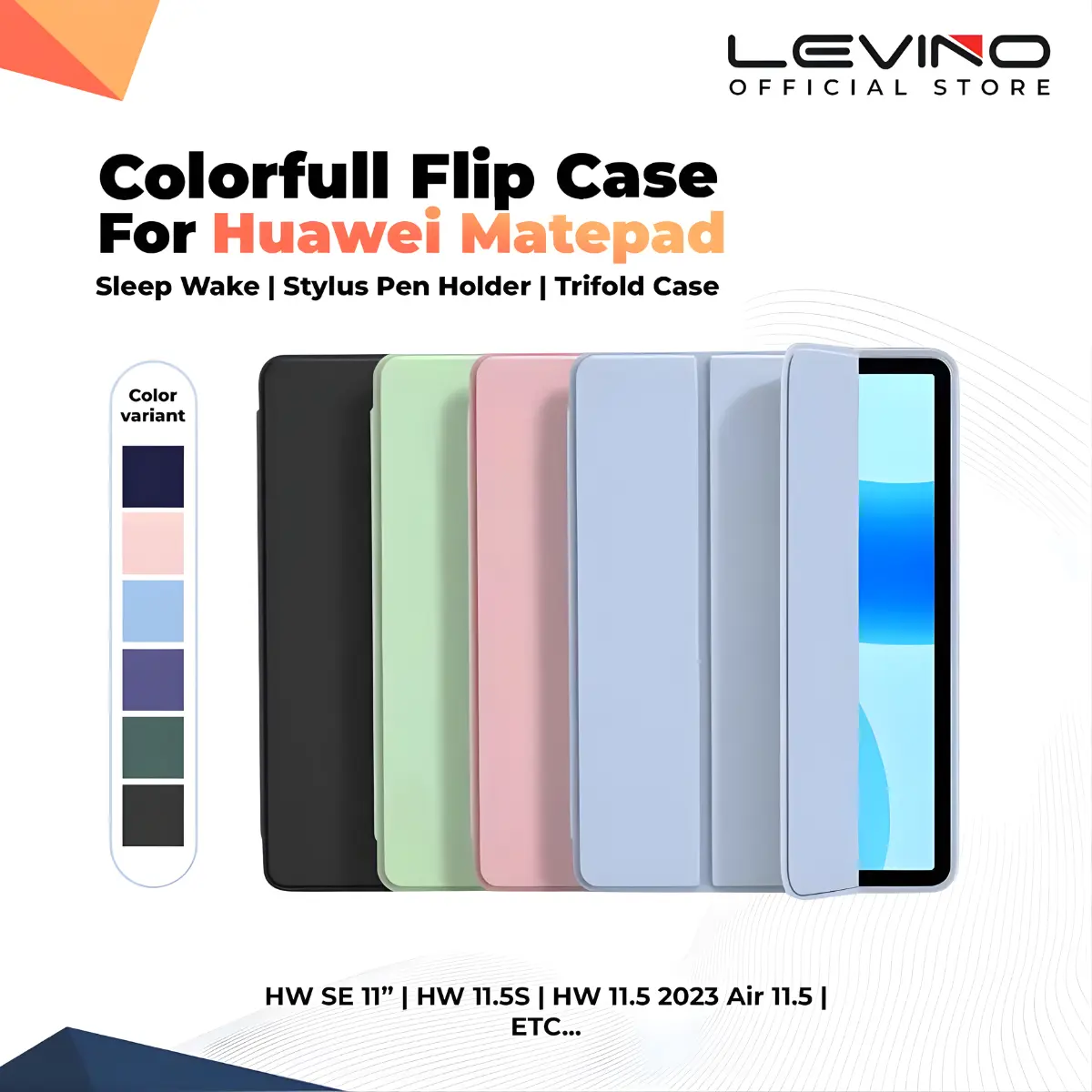LEVINO Softcase Macaron Full Colour Compatible For Huawei Matepad SE 11 Inch Matepad 11.5s Matepad Papermatte Air 11.5 Matepad 11 2023 Smart Auto Wake And Sleep Trifold Case