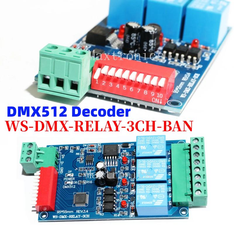 NEW DC12V 3CH Relay Controller DMX512 Decoder WS-DMX-RELAY-3CH-BAN for ...