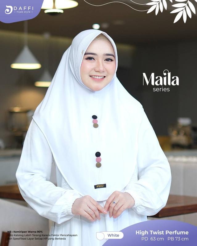 Daffi Jilbab MAILA  Kerudung  Instan Bergo Pad Aksen Variasi Kancing 8