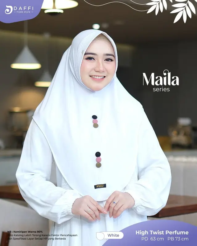 Daffi Jilbab MAILA  Kerudung  Instan Bergo Pad Aksen Variasi Kancing 7