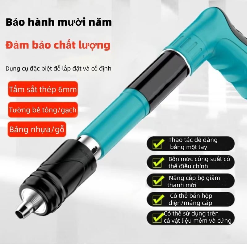 [Tặng kèm 100 chiếc đinh] Máy bắn đinh thế hệ mới cố định bê tông, tường gạch, trần nhà, vật dụng trong gia đình, có thể điều chỉnh lực bắn