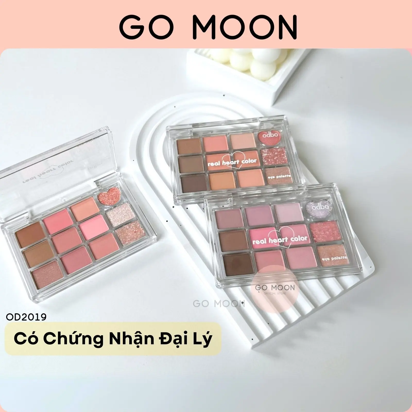 Bảng phấn mắt Odbo 12 ô màu OD2019 Real Heart Color Thái Lan nhũ đẹp lung linh trong suốt lên màu chuẩn mịn lì lâu trôi 8g Cosmetic Mỹ Phẩm Trang Điểm Women Nữ