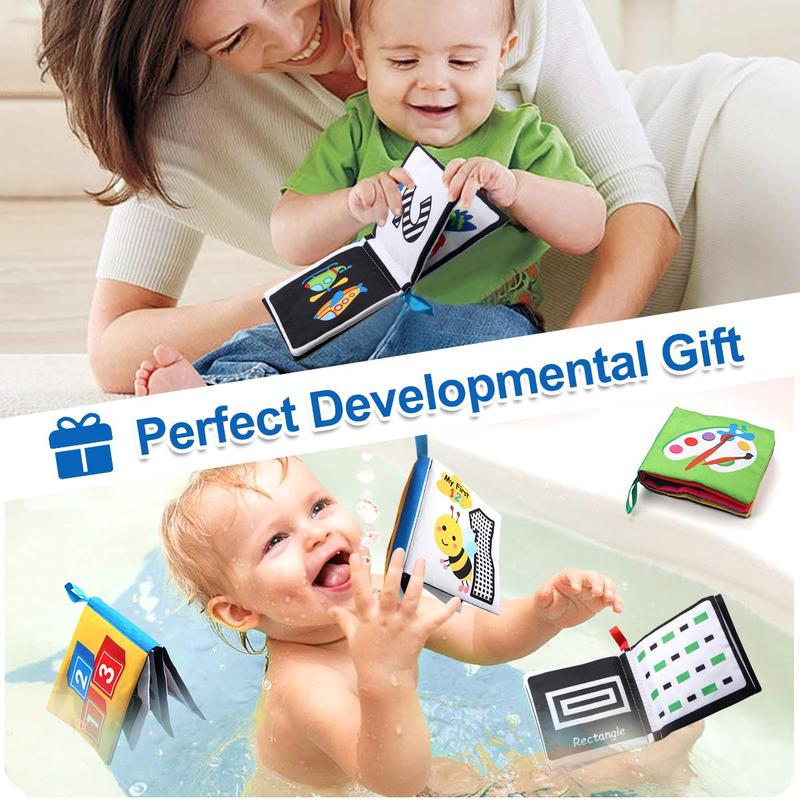 Baby Early Education Cloth Book, Soft Baby Books, Tear-proof Crinkle Cloth Books for Newborn Infant Babies, Animals Numbers Shapes Learning Book 5