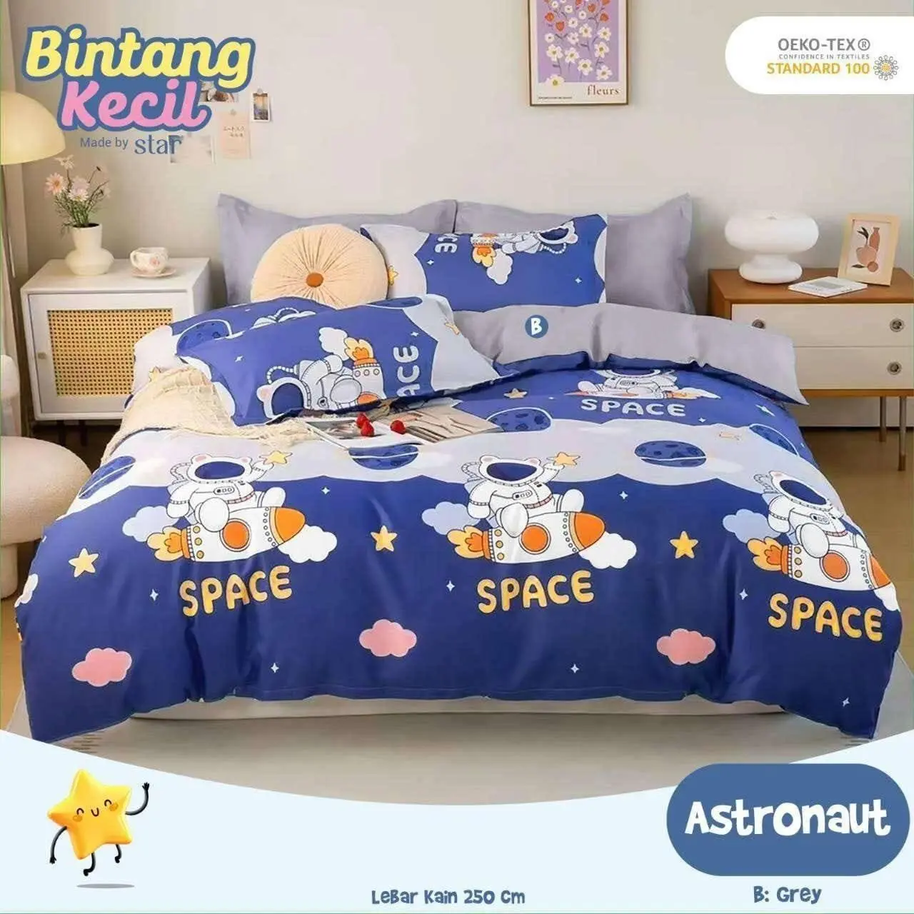 sprei katun King Size160x200x20 Bisa Dicuci Bunga Katun bantal guling Karet Sarung Seprei Tali