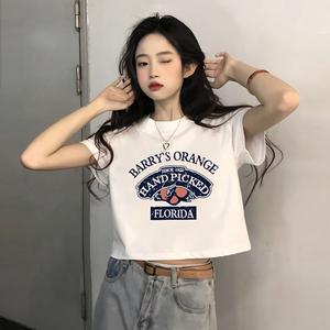 เสื้อยืดสั้นพิมพ์ลาย มาใหม่ สำหรับผู้หญิง ทรงสลิมฟิต เสื้อเอนกประสงค์