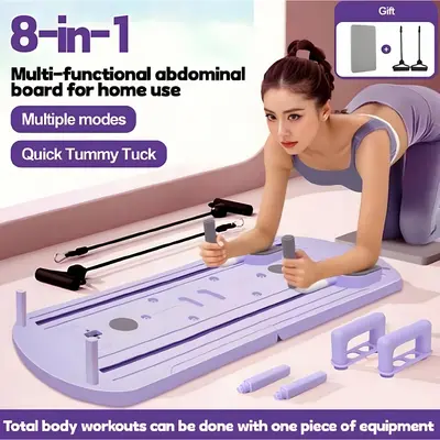 5-in-1 Workout Board 5-in-1 Foldable Pilates Reformer Board | Core Ab Workout Machine With Resistance Bands Core Exercise Equipment