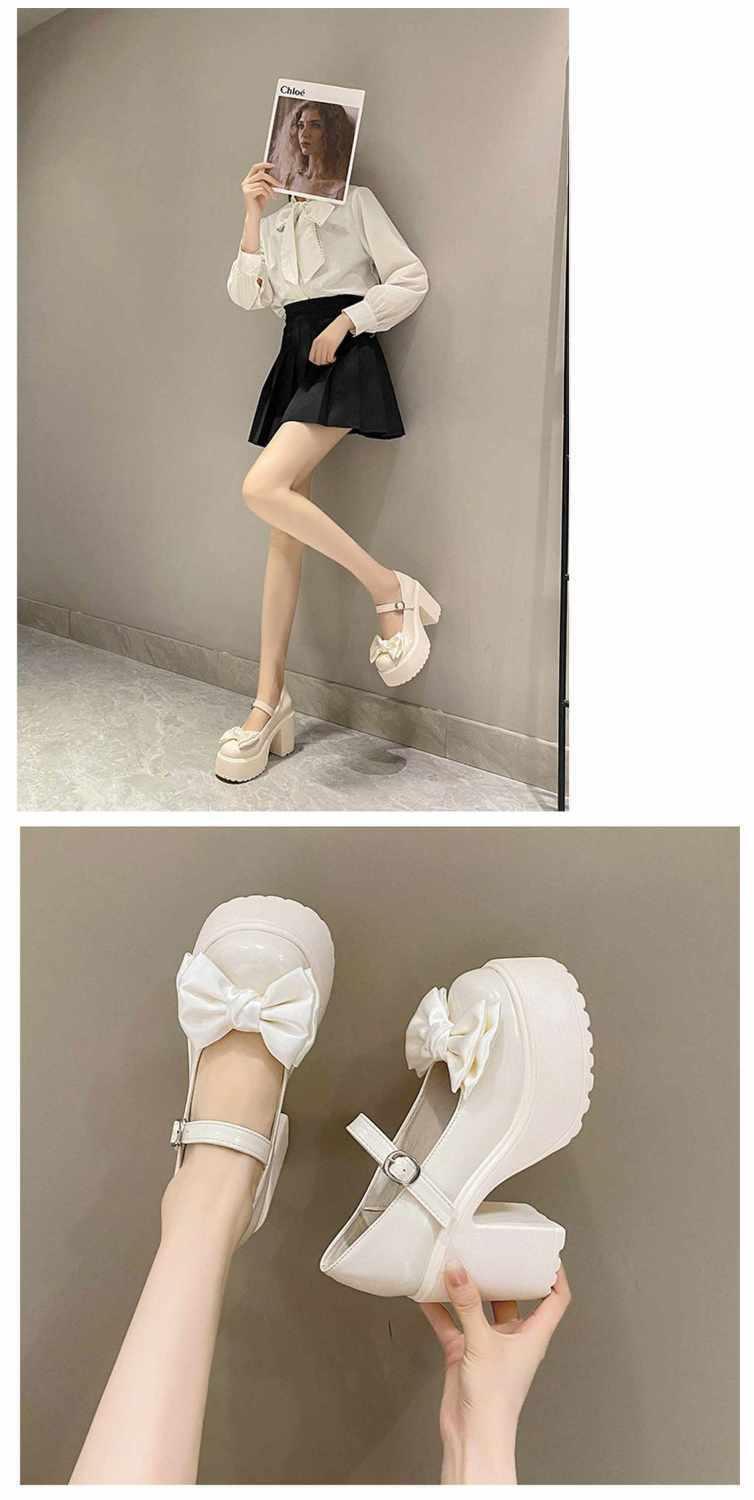 Product Introduction of Giày Mary Jane, Dành Cho Nữ, Thời Trang Mới Mùa Lò Xo Và Mùa Thu, Nơ Cao Gót, Đế Dày, Gót Chunky, Thích Hợp Cho Váy Một Bộ Phù Hợp, Dễ Phối Đồ, Giày Da Nhỏ Shoes 12