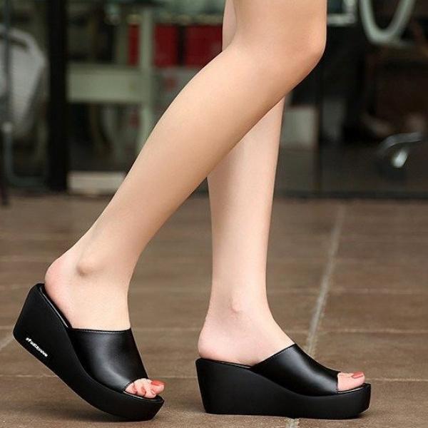 Product Introduction of Dép nữ Dép xỏ ngón đế dày cao gót mới mùa hè 2024 có thể mang ngoài trời Dép xốp gót vừa Shoes DéP GiàY 5
