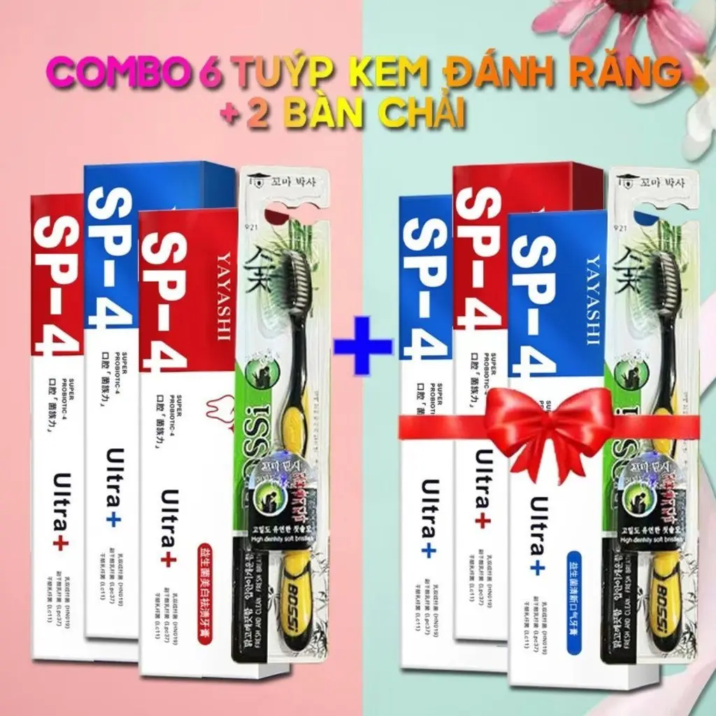 [ Mua 3 Tuýp Xanh Tặng 3 Tuýp Đỏ + 2 bàn chải ] Kem Đánh Răng YAYASHI Làm Trắng Răng, Giảm Ố Vàng Hôi Miệng ( 120g )