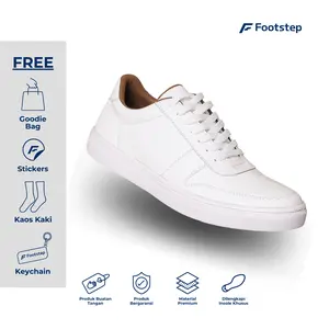 Sepatu Cowok Footstep Fonte Full White Casual Shoes Pria Sneakers Snekers Putih Black