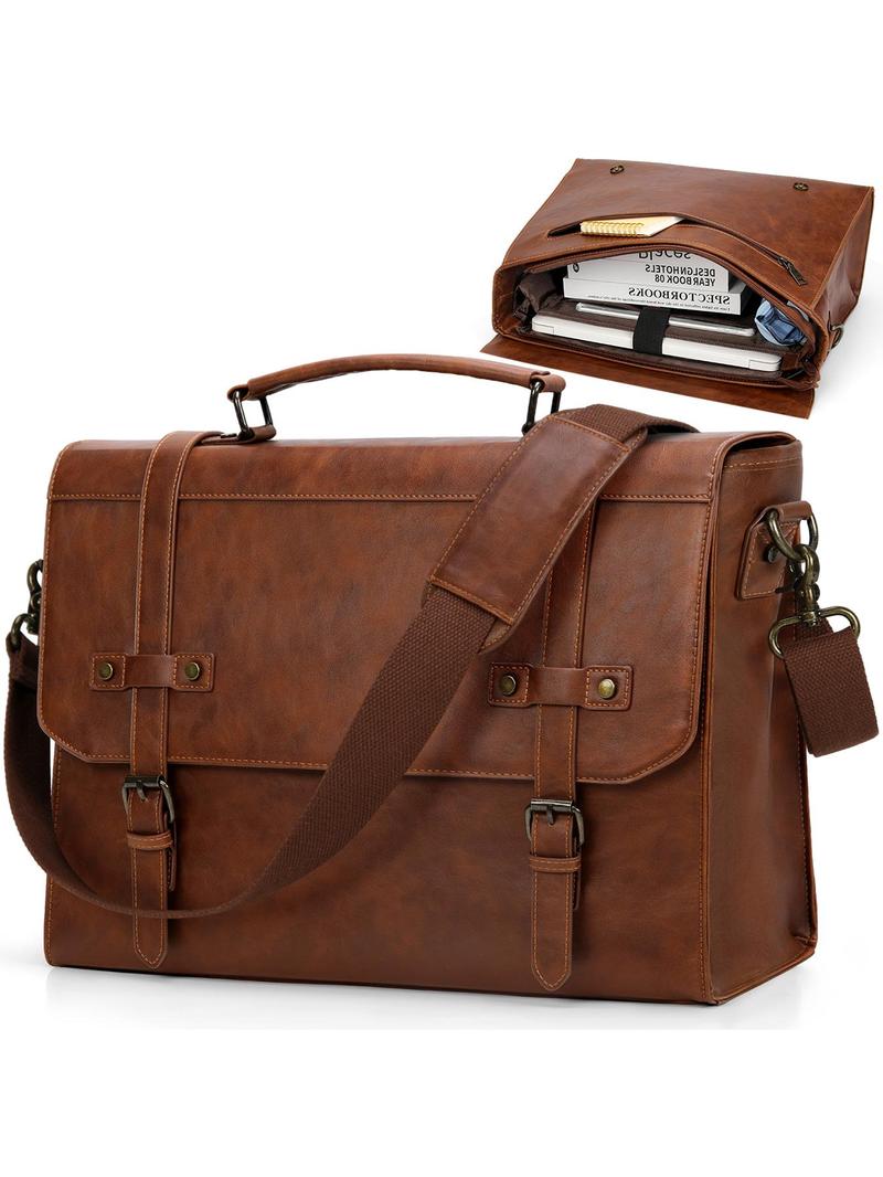Product Introduction of Men's Elegant Vintage Solid Color Briefcase, Fashionable Large Capacity Laptop Bag, Casual Trendy Versatile High-quality Daily Commuting Bag 4