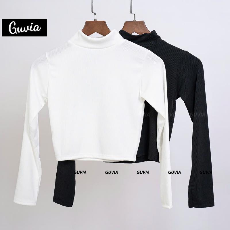 [CR28] Áo Croptop Tay Dài Cổ Lọ Nữ Ôm Body , Áo Thun Gân Kiểu Nữ Dài Tay Women Dáng Ngắn Shirt 8