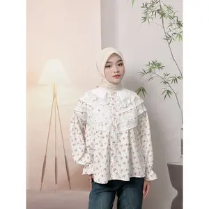 [clearance]PO15 Asaya Korean-style design sense versatile floral long-sleeved shirt