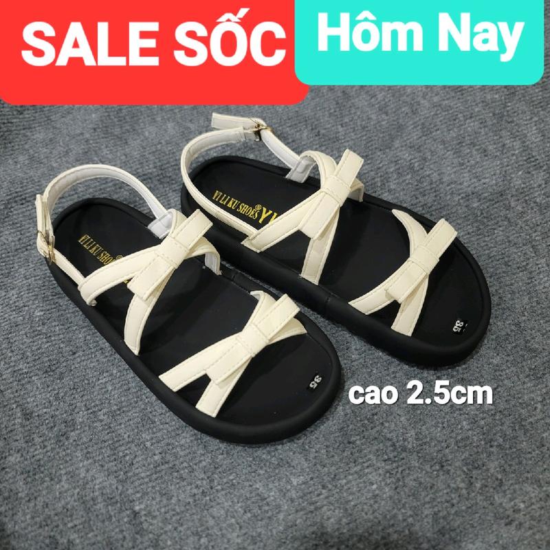 Dép Sandan Hai quai Nơ Siêu xinh,cao 2.5cm,đế êm,siêu nhẹ,quai mềm,chân quai có khâu chỉ chìm,lên chân siêu xinh,dễ phối đồ,thích hợp đi chơi,đi làm,đi học. Nữ DéP Shoes GiàY Hoa Women Jean 1