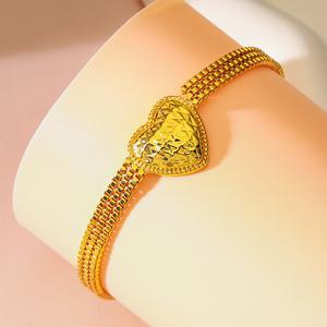 Gelang Rantai Kotak Bersalut Emas, Gaya Timur Tengah, Rekaan Hati, Gelang Jantung Pic Kecil, Untuk Wanita, Gelang Genggam, Gelang Kotak Jantung Perak Permata Bangles Barang Kemas