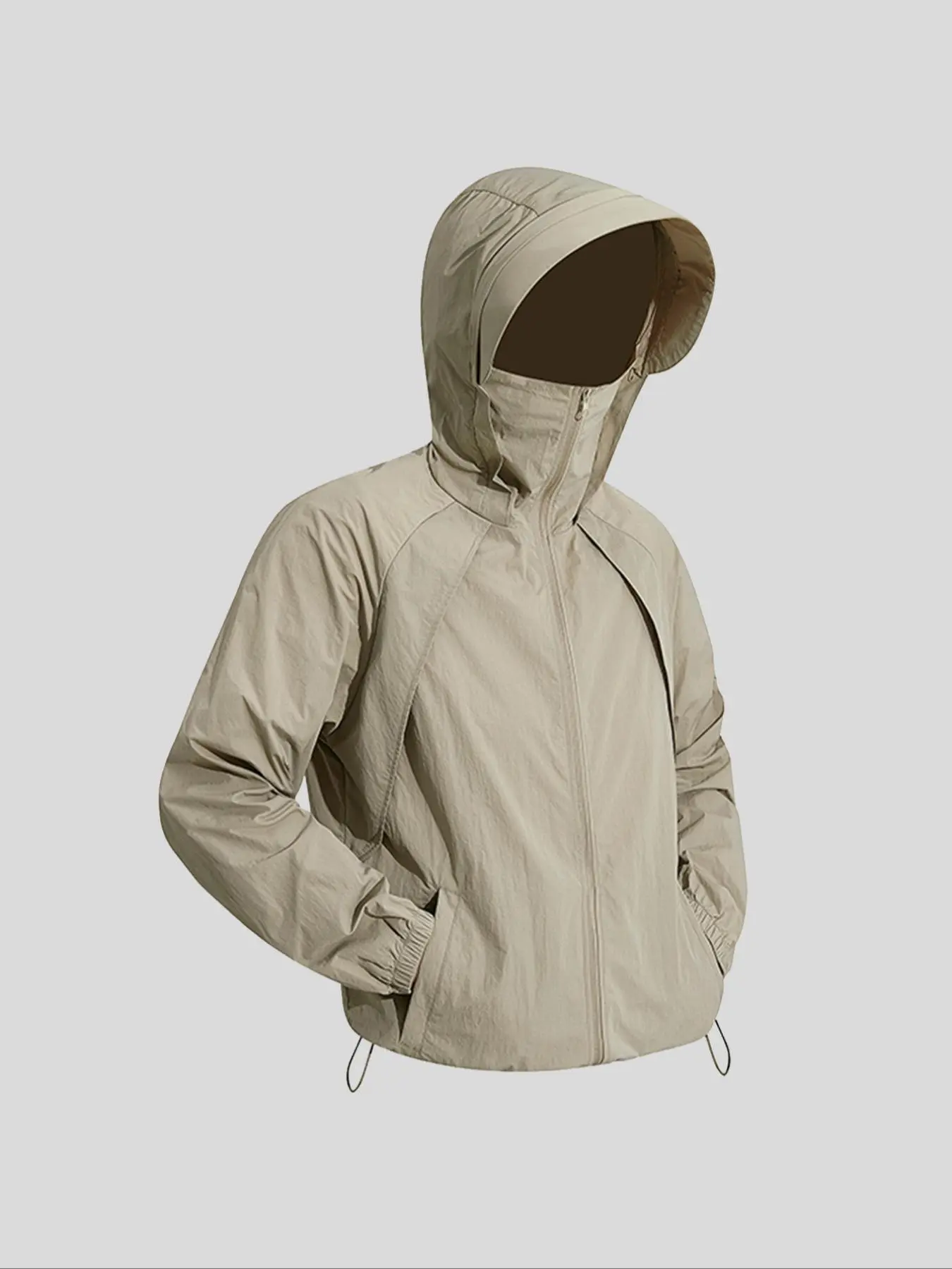 Men's Solid Color Detachable Hooded Jacket, Breathable Sun Protection Jacket, Lightweight Sun Protection Outerwear for Outdoor Activities
