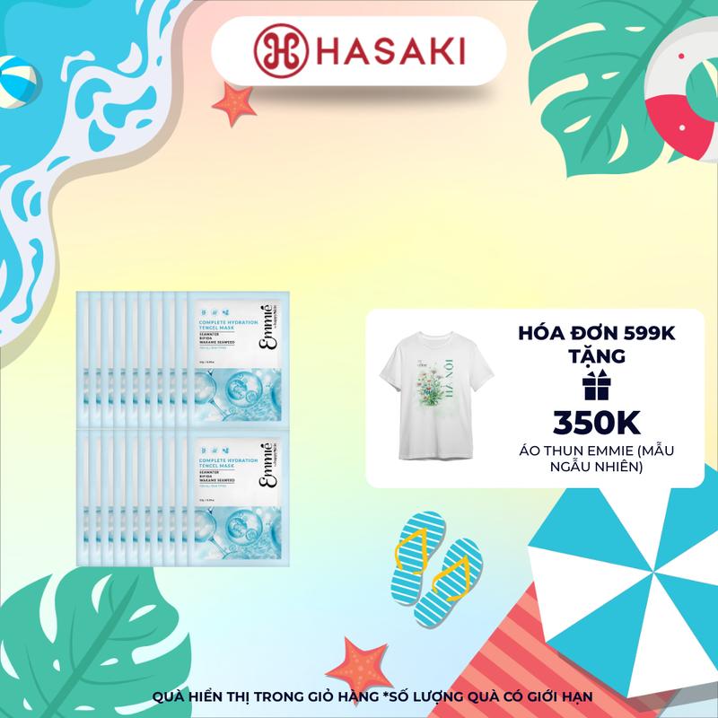 [HÓA ĐƠN 599K TẶNG ÁO THUN] Combo 20 Mặt Nạ Emmié Cấp Ẩm Sâu, Dịu Da Từ Tảo Biển 23g | HASAKI BEAUTY