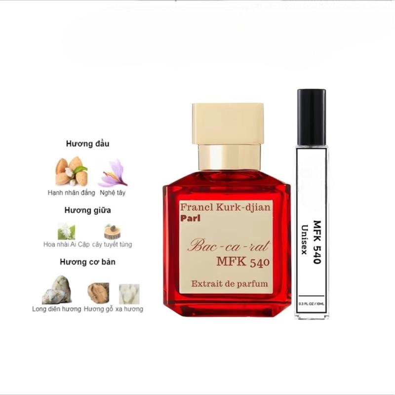  Mẫu thử nước hoa unisex 10ml bacarat MFK 540 sang trọng lôi cuốn Cosmetic Perfume 