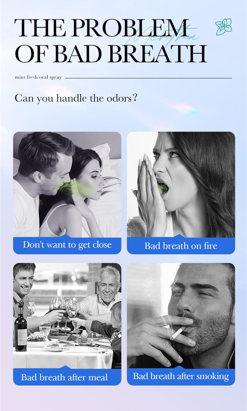Product Introduction of SADOER Mint Fresh Mouth Spray Fresh Breath Lasting Fragrance Eliminating Halitosis Spray Oral Organic Breath Spray Restore Herbal 20