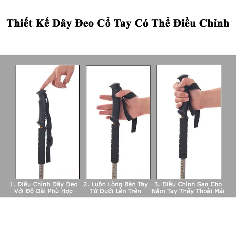 Gậy Leo Núi Dã Ngoại KUNBE Có Thể Điều Chỉnh Độ Dài Phù Hợp Địa Hình Đi Phượt, Đi Chùa, Du Lịch Fish 5
