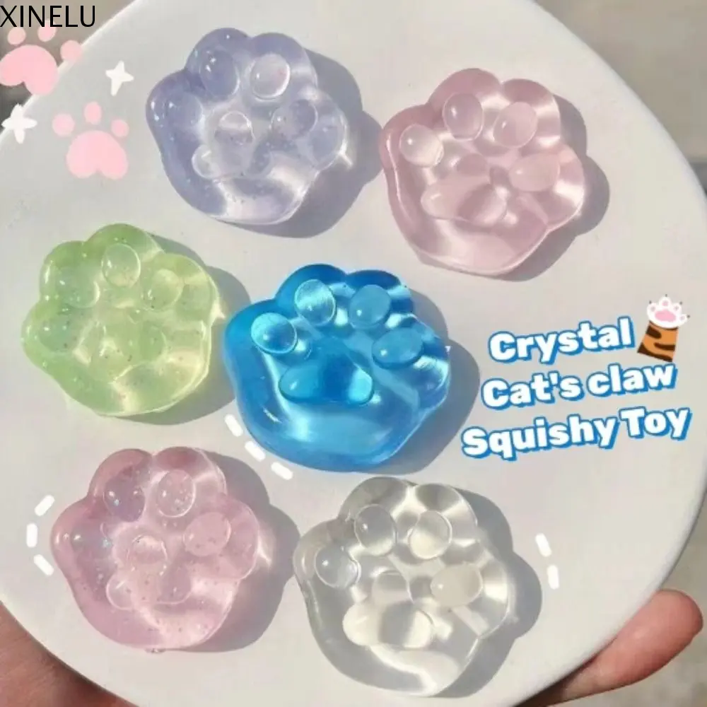 XINELU Sensory Toys Transparent Squeeze Toy Fidget Quick Rebound Transparent Cat Claw Toy Reliever Simulation Mini Cute Sensory Toys Children Birthday Gift
