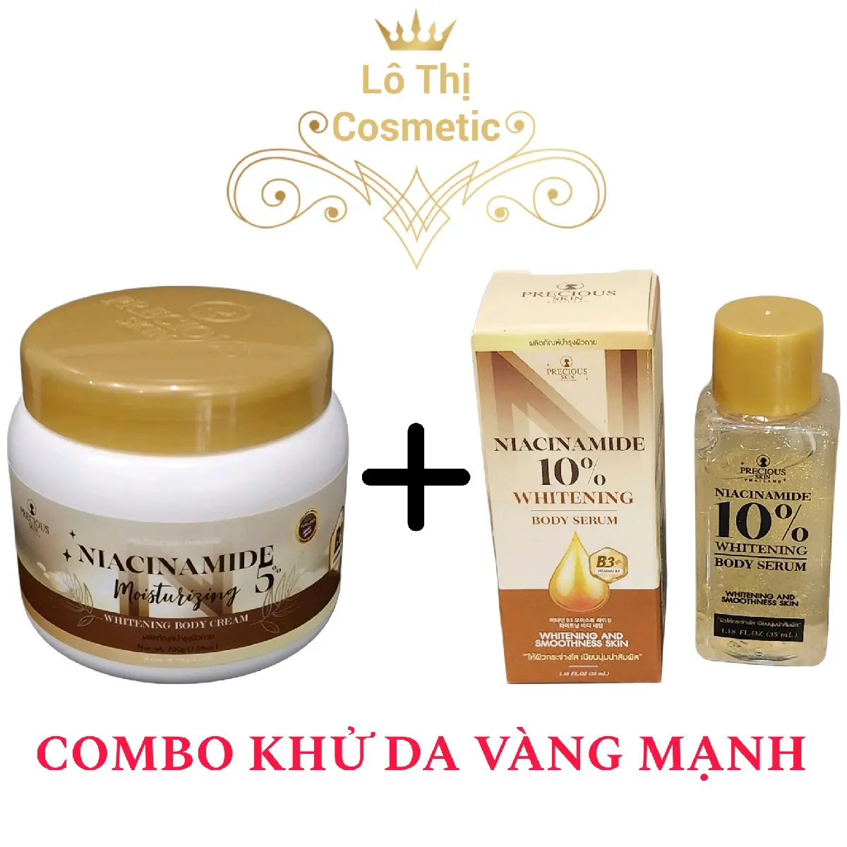 [COMBO KHỬ DA VÀNG MẠNH] Kem dưỡng trắng Body dream Niacinamide 5% + Serum Niacinamide 10% - PRECIOUS SKIN Dưỡng Da Body