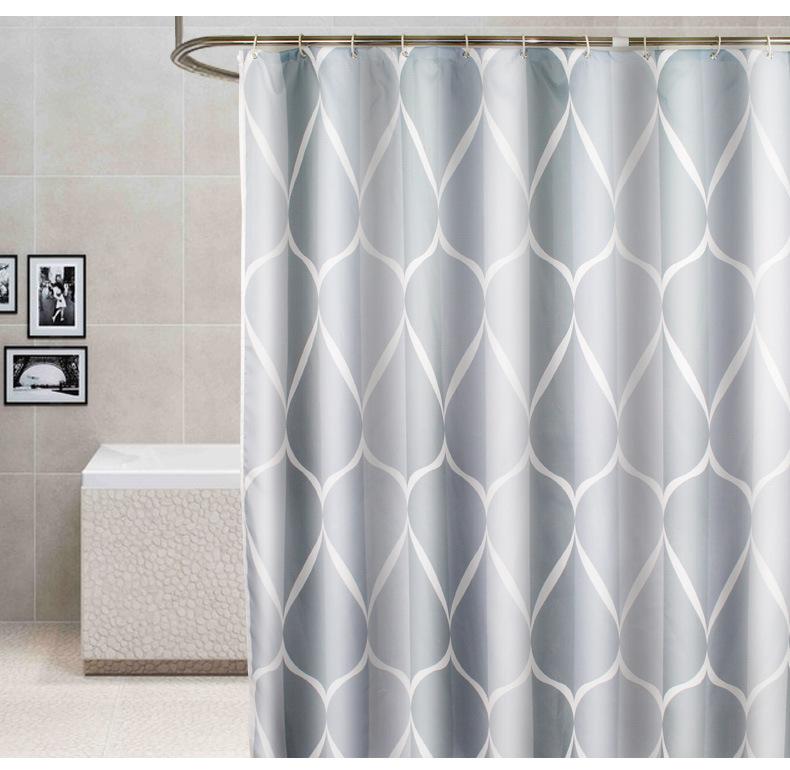 Product Introduction of Simple Waterproof Shower Curtain Thickened Polyester Shower Curtain Fabric Bathroom Curtain 1