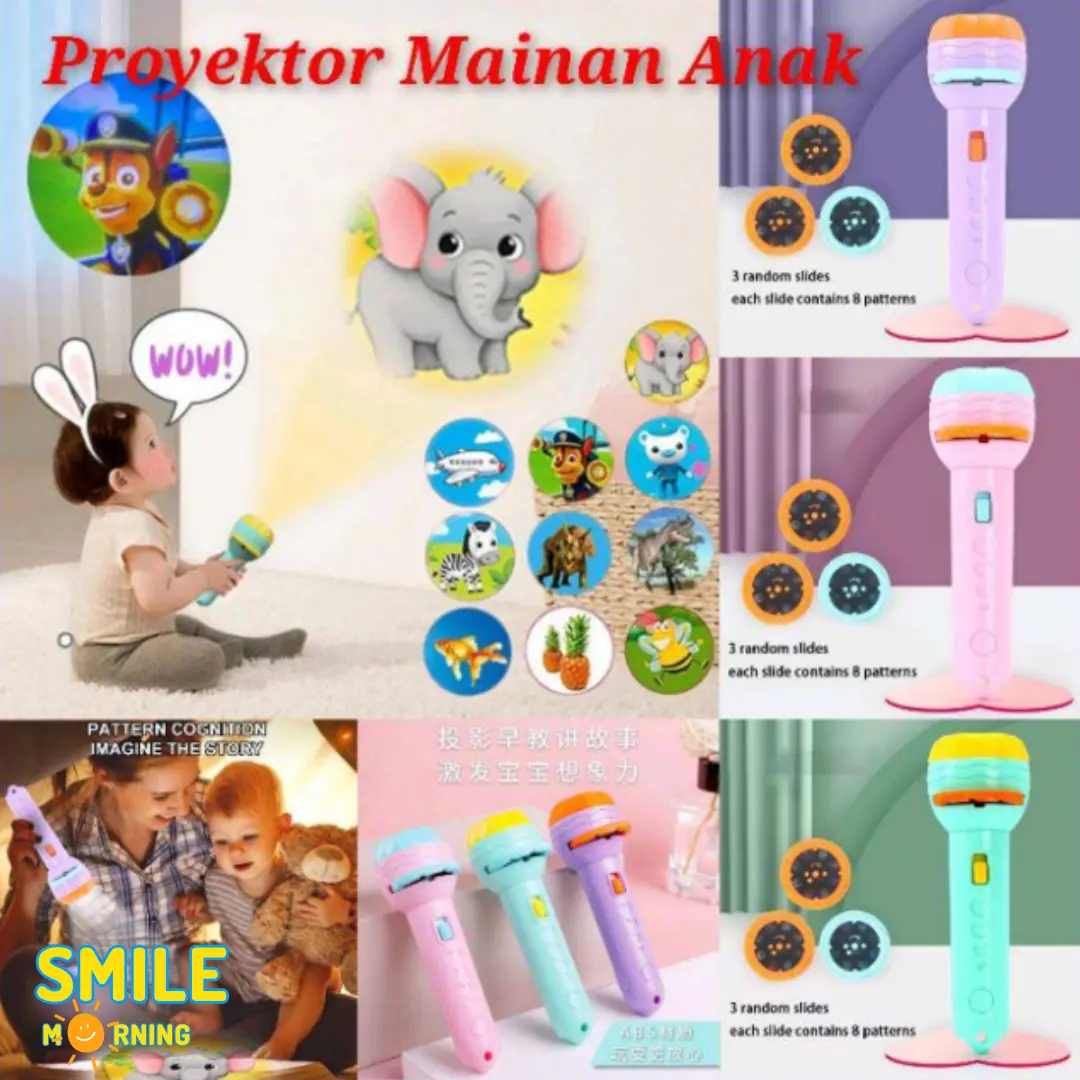 (PROMO) BISA COD Toys Senter proyektor Mainan anak 4 SLIDE 32 GAMBAR edukasi pintar Flashlight SNI untuk anak laki-laki dan perempuan