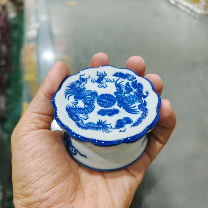 Đế Nến - Chân Nến Gốm Sứ Xanh Trang Trí Bàn Thờ Rộng 7cm