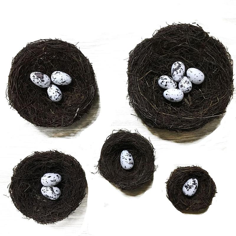 1 Set Creative Photography Props Home Decoration Fake Eggs Toad Vine Woven Straw Roost Artificial Birds Nest 7