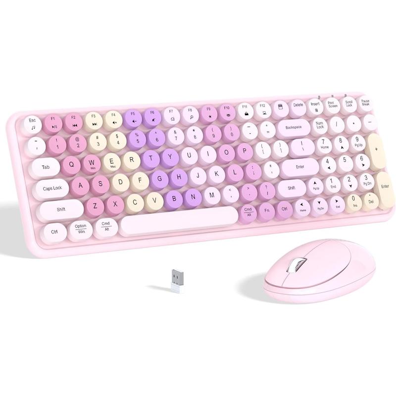 Colorful Keyboard Combo, Gradient Rainbow Colors 100 and 2.4GHz ...