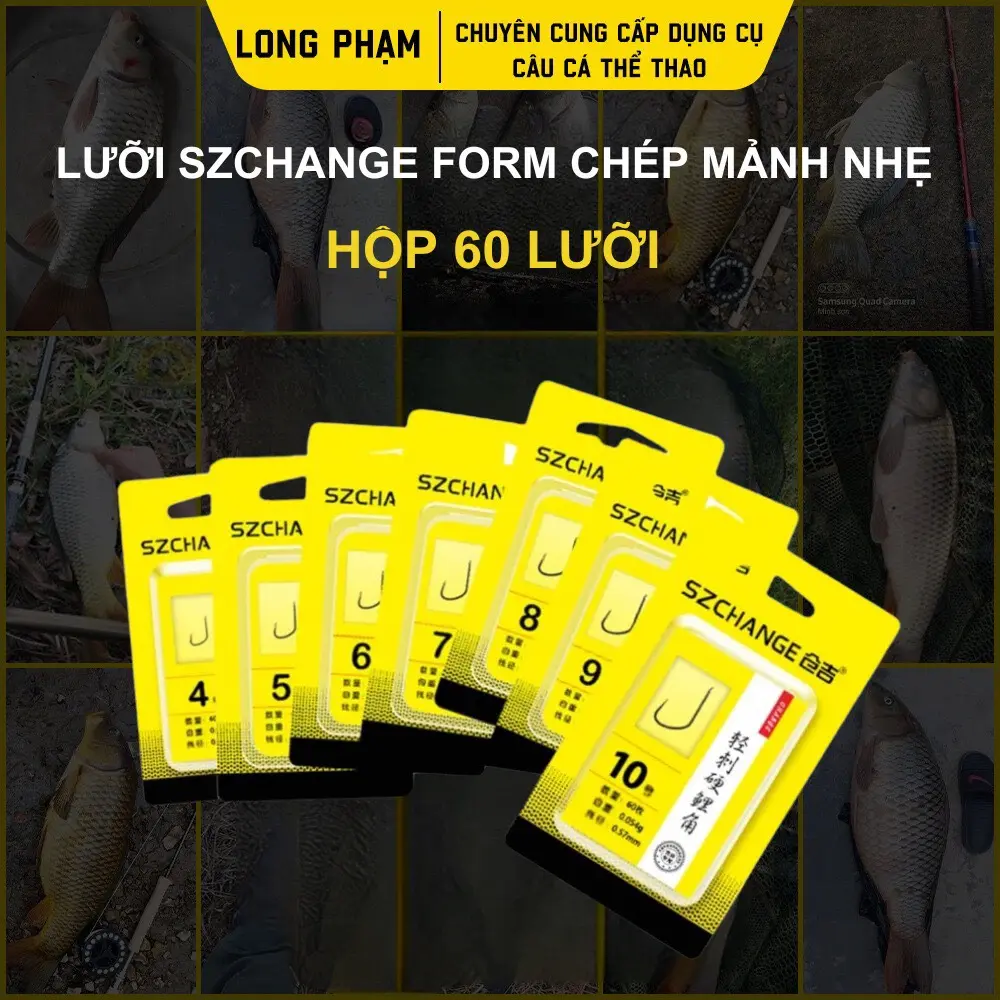 LƯỠI CÂU SZCHANGE KO NGẠNH FORM CHÉP MẢNH NHẸ ( HỘP 60 LƯỠI )