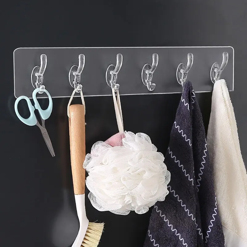 Móc Dính, Trong Suốt, Dính Mạnh, Để Đựng Đồ Trong Nhà Bếp Và Phòng Tắm 3