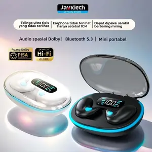 【Javkiech】X55 TWS Klip Earphone Bluetooth V5.3 True Wireless Headphones X55 with Mic Button Control Sleep headset Noise Reduction Earhooks