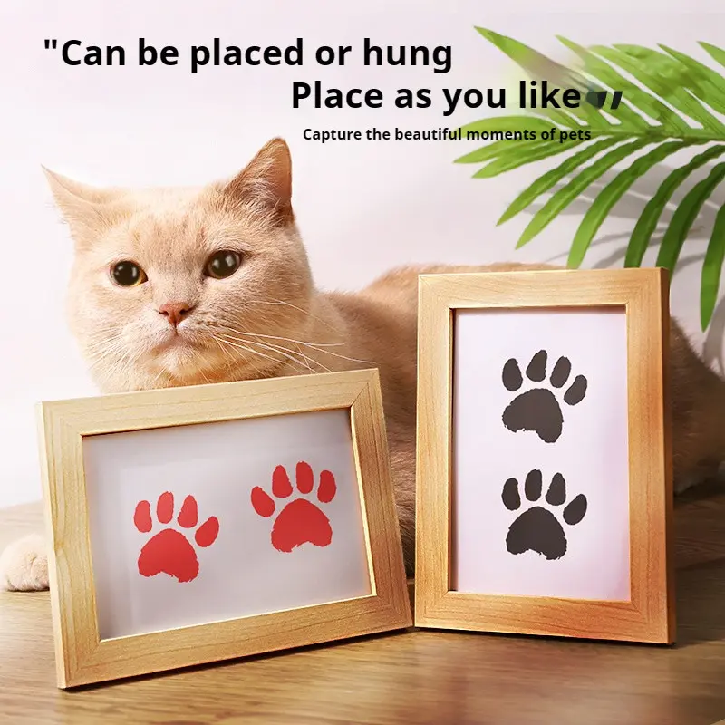 Pet Footprint Cat Hand and Footprint Memorial Dog Paw Print Memorial Photo Frame Cat Paw Print Mud Gift Washless Ink Print