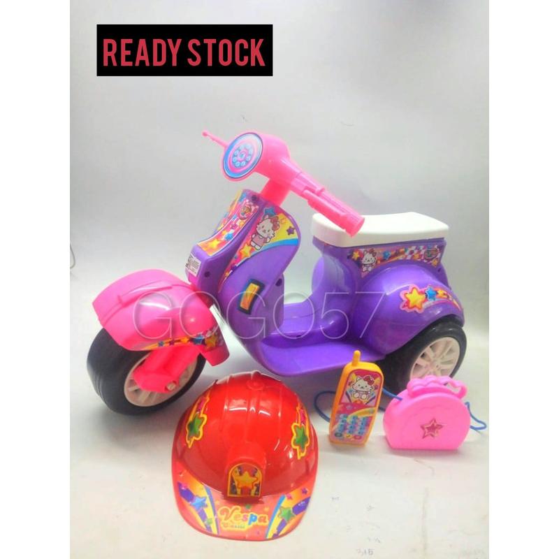 SG TOYS KITTY CAT 567 Mainan Anak Perempuan Motor Vespa Cilik / Vespa Dorong Mini Roda 3 Tiga 2