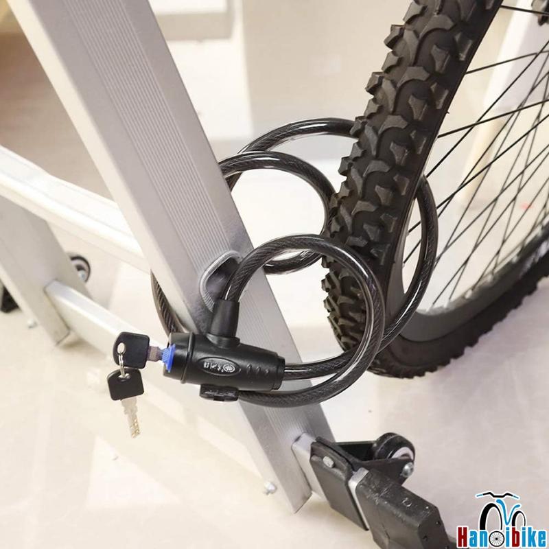 Khóa dây có chìa Jizhou kèm bộ treo khóa bắt cốt yên/khung xe đạp 6
