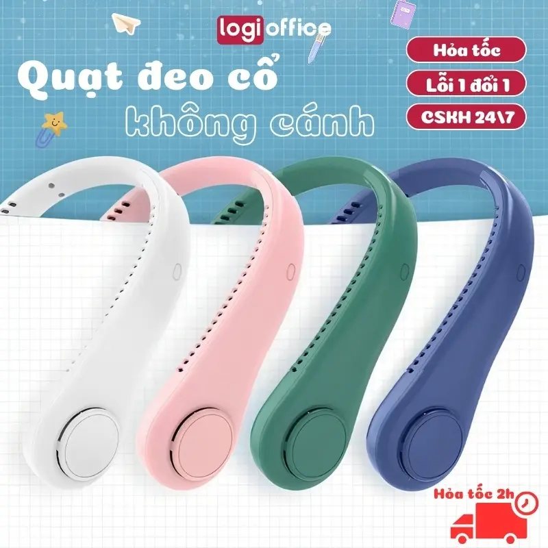 Quạt Đeo Cổ BAB Cao Cấp 3 Cấp Độ Gió,Kiểu Dáng Thể Thao Pin công suất cao thiết kế chống rối tóc