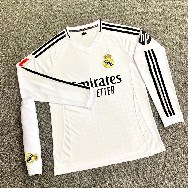 Quần áo bóng đá nam nữ tay dài câu lạc bộ realmadrid vải thun lạnh in ấn theo yêu cầu