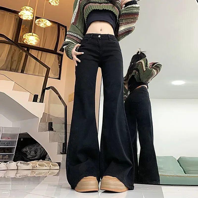 Product Introduction of Quần Jean Ống Loe Cho Nữ, Hàng Mới Về Thu Đông Năm 2025, Màu Đen Rửa, Cạp Thấp, Ôm Vừa Vặn, Dài Đến Sàn Dễ Phối Đồ, Quần Đáy Chuông 3