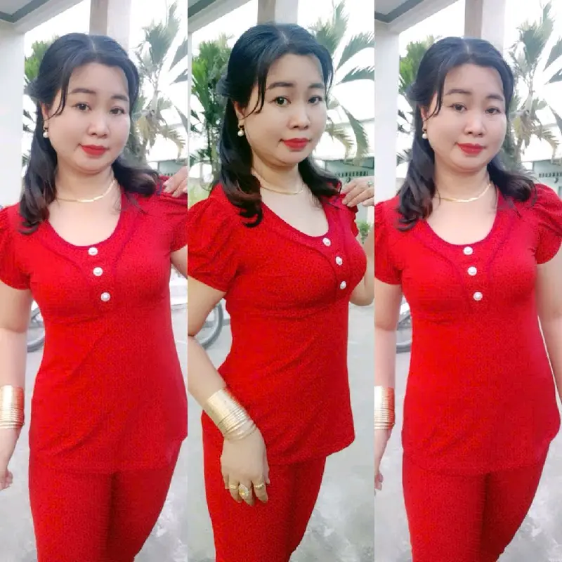 Đồ bô nữ  dễ thương ao cổ tròn quần ống ôm. Women Áo Ong Top Nhung 1