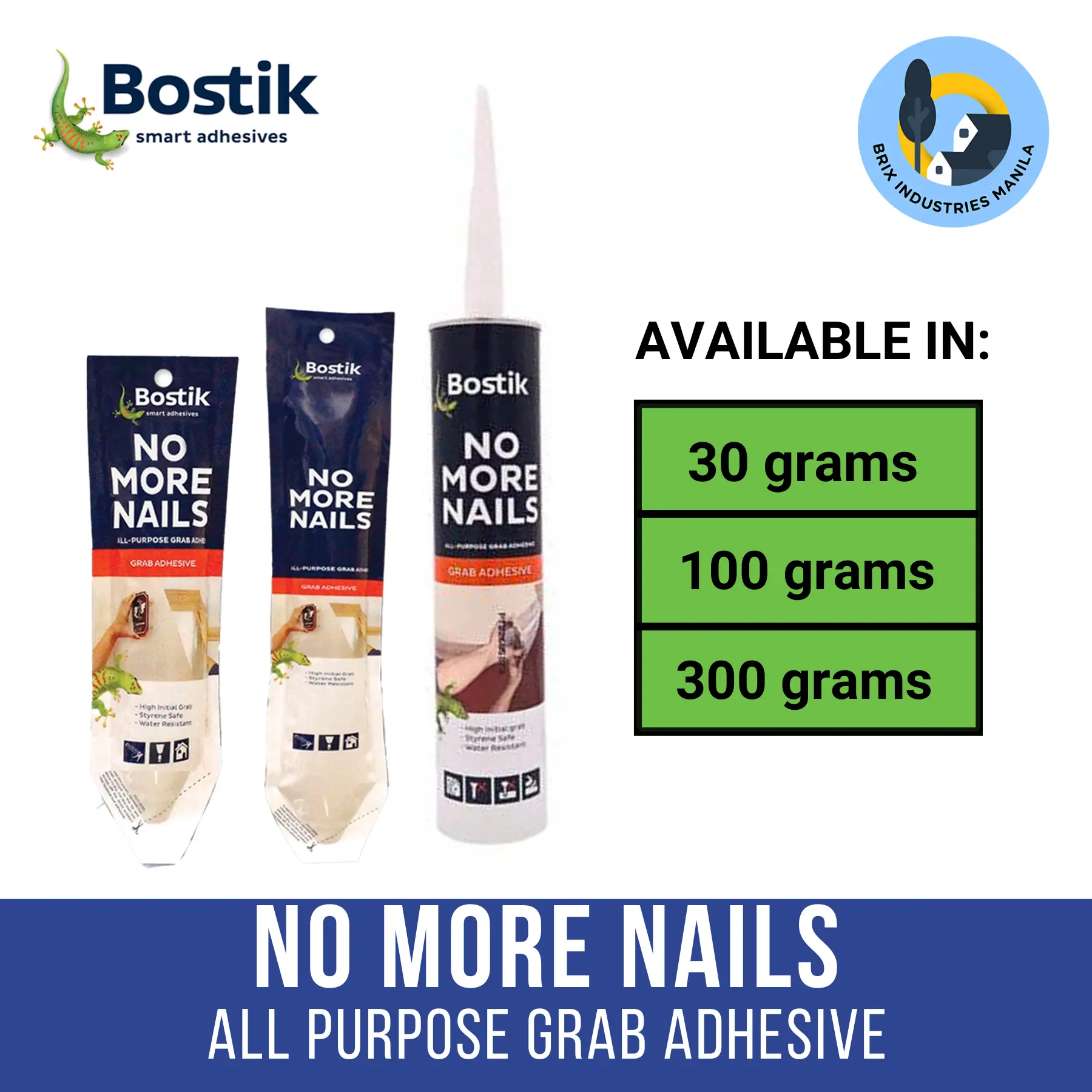 Bostik No More Nails 30g 100g or 300g All Purpose Grab Adhesive